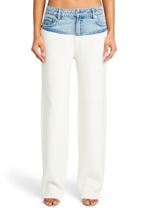 Shop Ser.o.ya Chani Knit Denim Pant In White/coastline