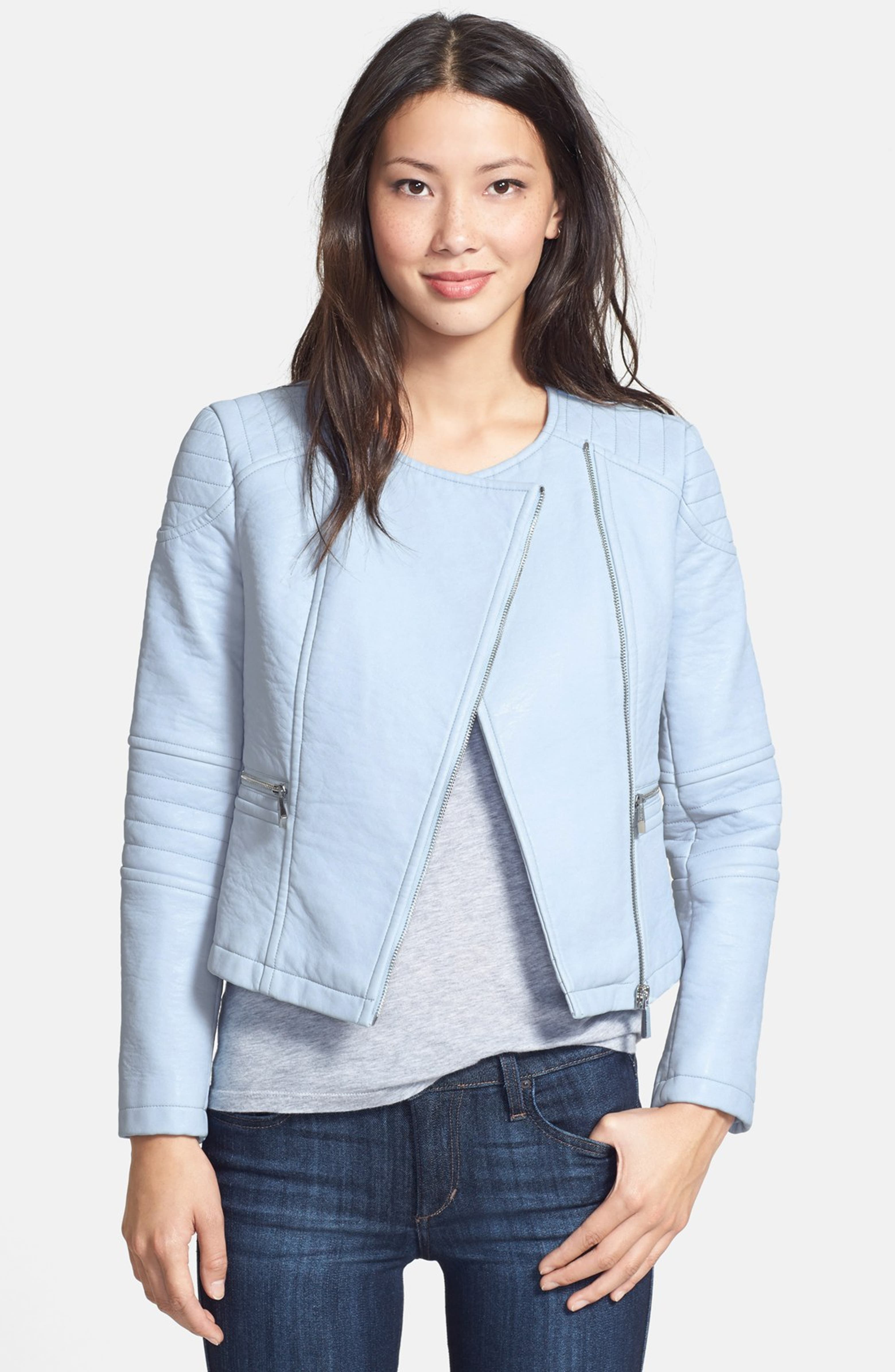 Vince Camuto Collarless Faux Leather Jacket (Regular & Petite) | Nordstrom