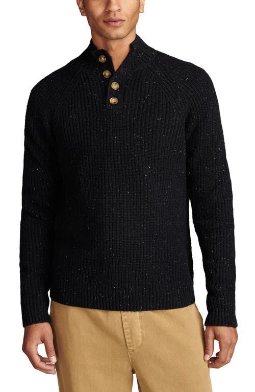 Lucky Brand Nep Half Button Sweater In Black