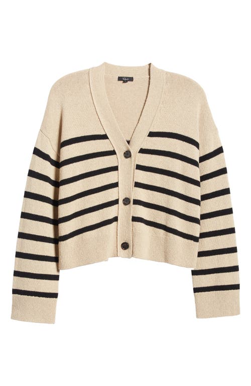 Shop Rails Geneva Stripe Cotton Blend Cardigan In Oatmeal Black