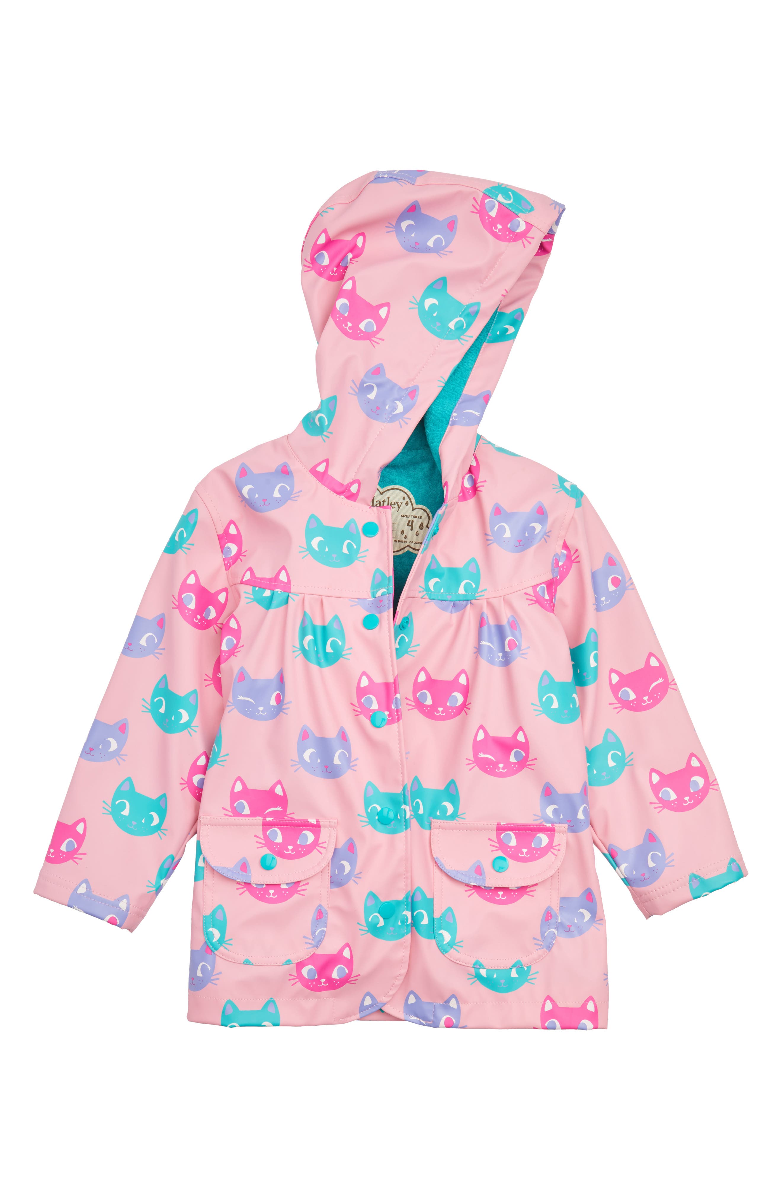 Hatley Silly Kitties Print Raincoat (Toddler Girls, Little Girls & Big