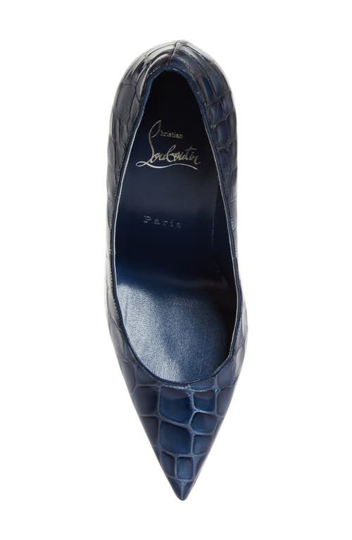 Shop Christian Louboutin Kate Croc Embossed Pointed Toe Pump In Denim/lin Denim