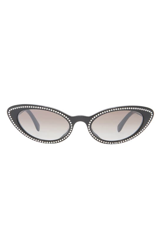 Miu Miu 53mm Cat Eye Sunglasses In Black / Grey Gradient Flash