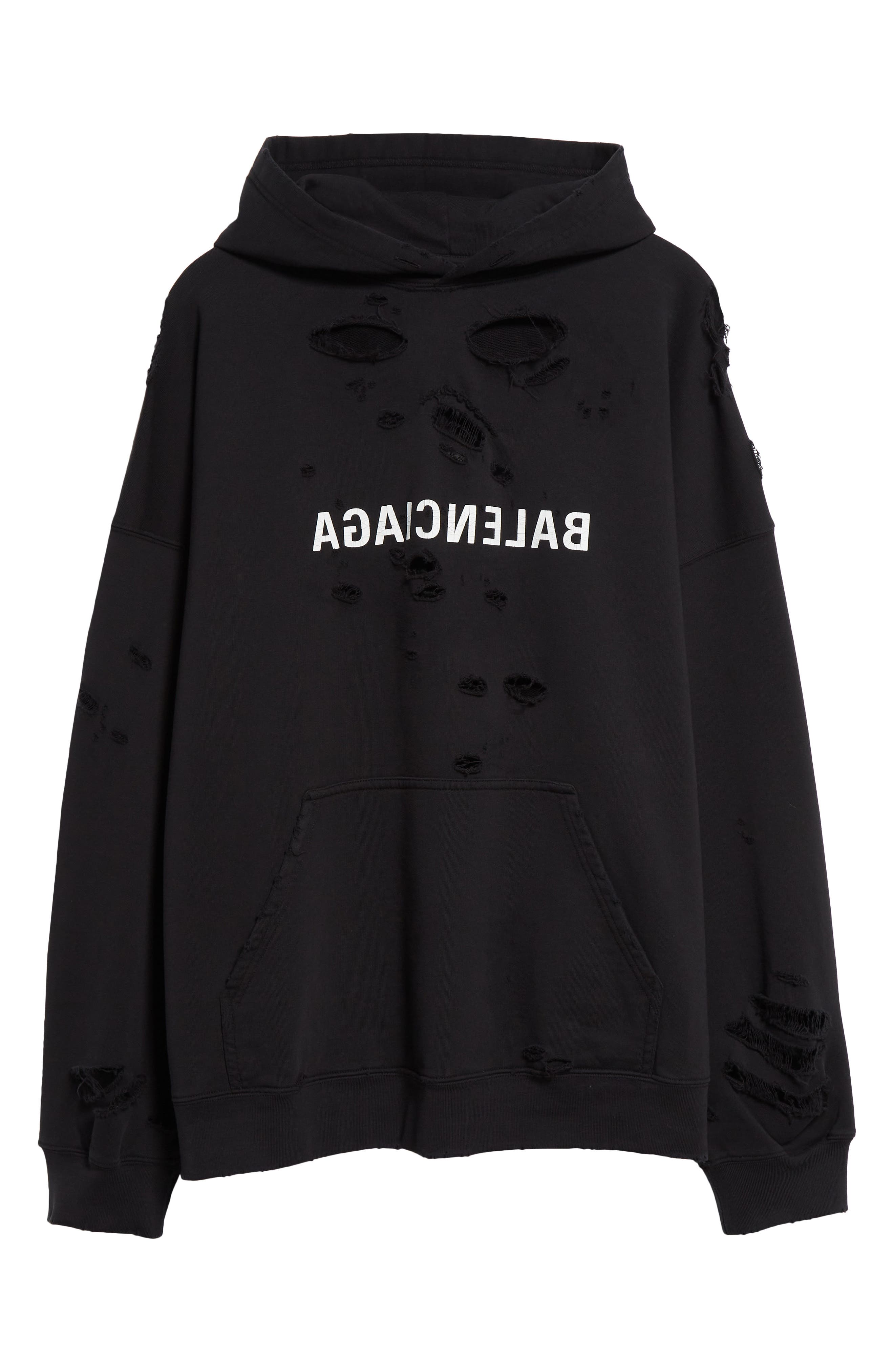 Balenciaga Back Flip-print cotton hoodie - White