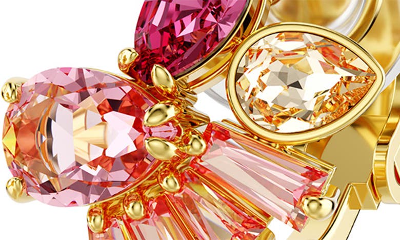 Swarovski Gema Clip Earrings Gold Shiny Pink In Pink