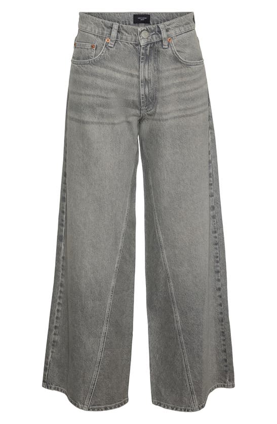 Shop Vero Moda Rail Wide Leg Jeans In Medium Grey Denim