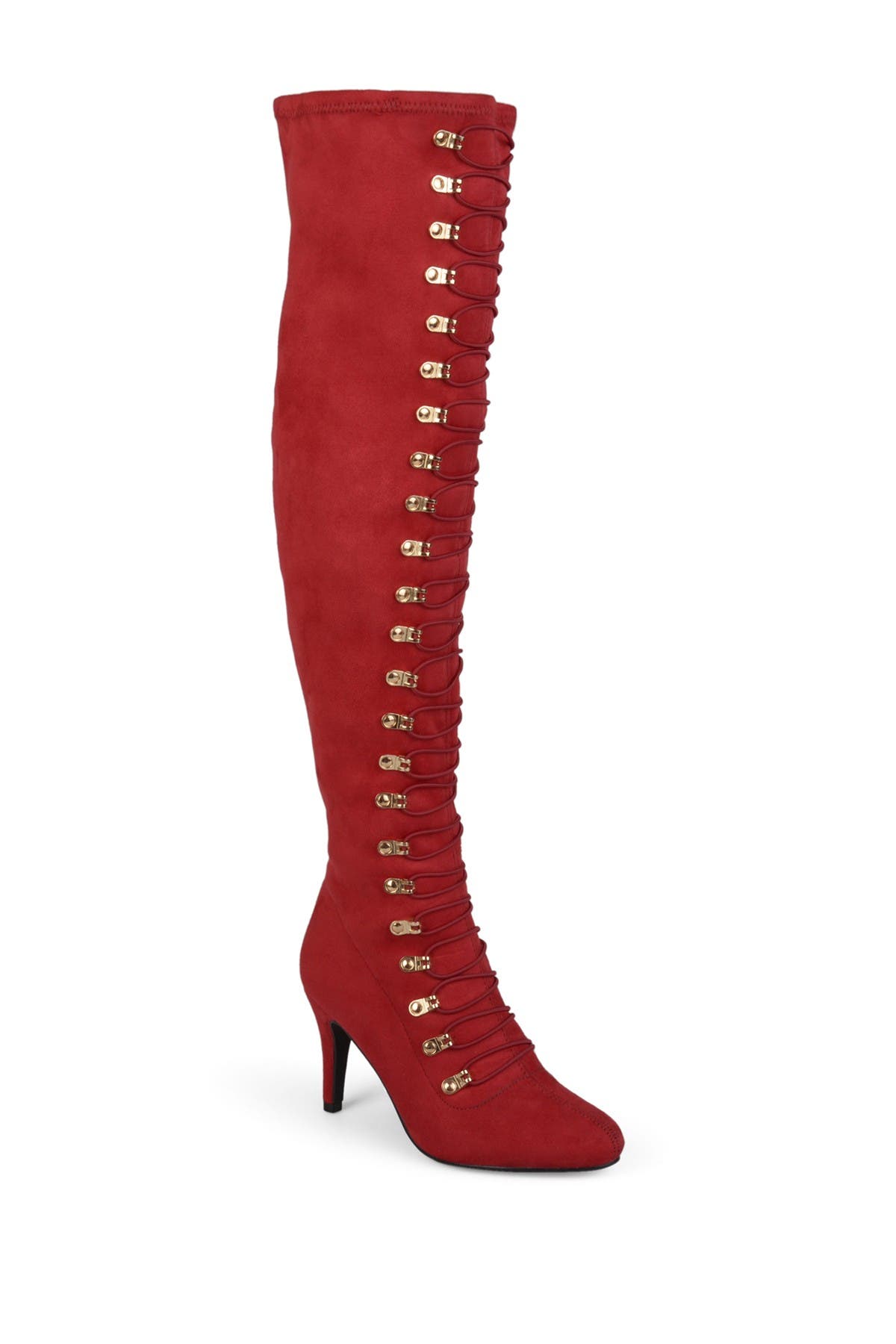 wide red boots