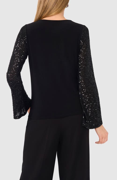 Shop Halogenr Halogen(r) Sequin Fluted Sleeve Top In Rich Black