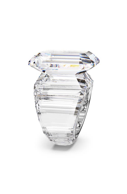 Swarovski Lucent Cocktail Ring In White/silver