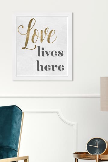 Wynwood Studio Love Lives Here Gold Framed Wall Art Hautelook