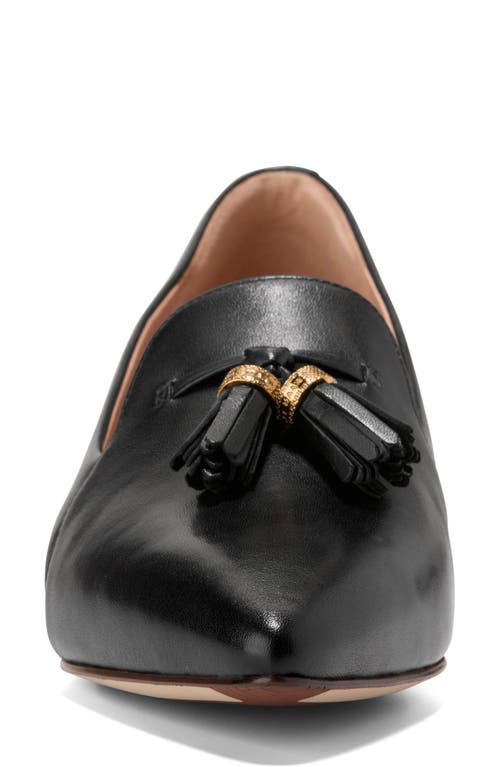 Cole Haan Vanya Tassel Flat In Black Leather