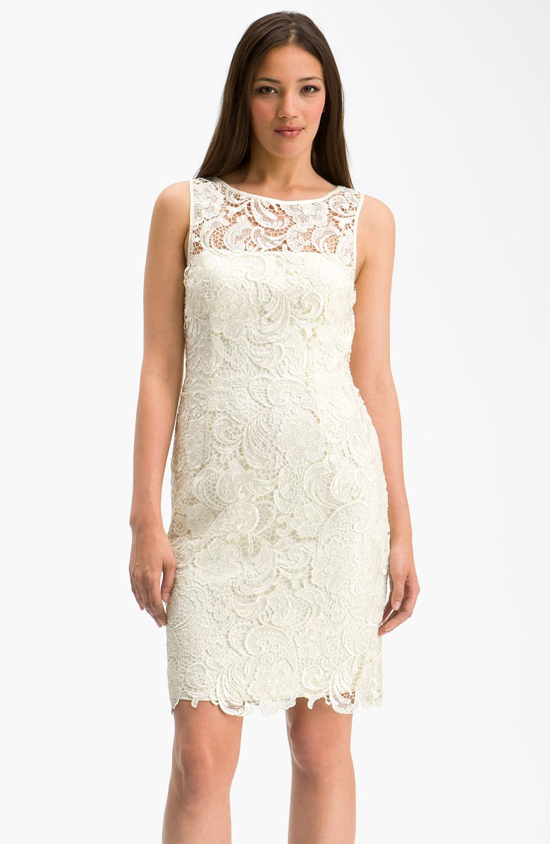 Adrianna Papell Illusion Neck Lace Sheath Dress | Nordstrom