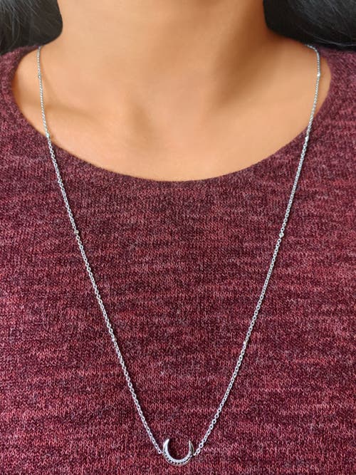 Luvmyjewelry Midnight Crescent Layered Diamond Necklace In Sterling Silver In Silver
