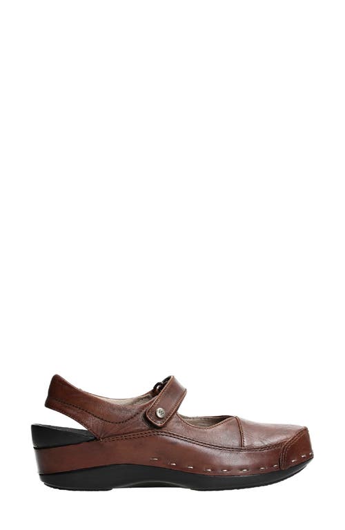 Mary Jane Strap Leather Clog in Cognac Leather