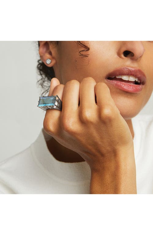 Dean Davidson Baguette-cut Simulated Labradorite Castle Ring In Labradorite/silver