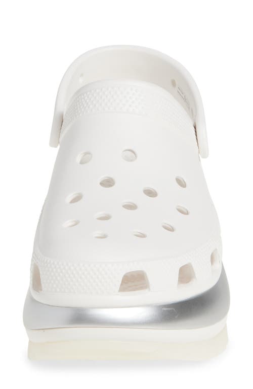 Shop Crocs Mega Crush Metallic Detail Clog In White/silver