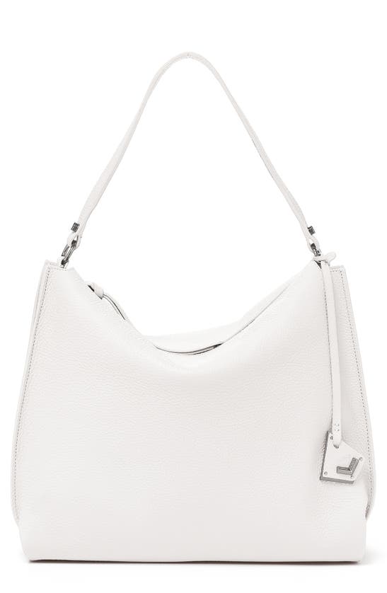 Hudson Pebbled Leather Hobo In Marshmallow