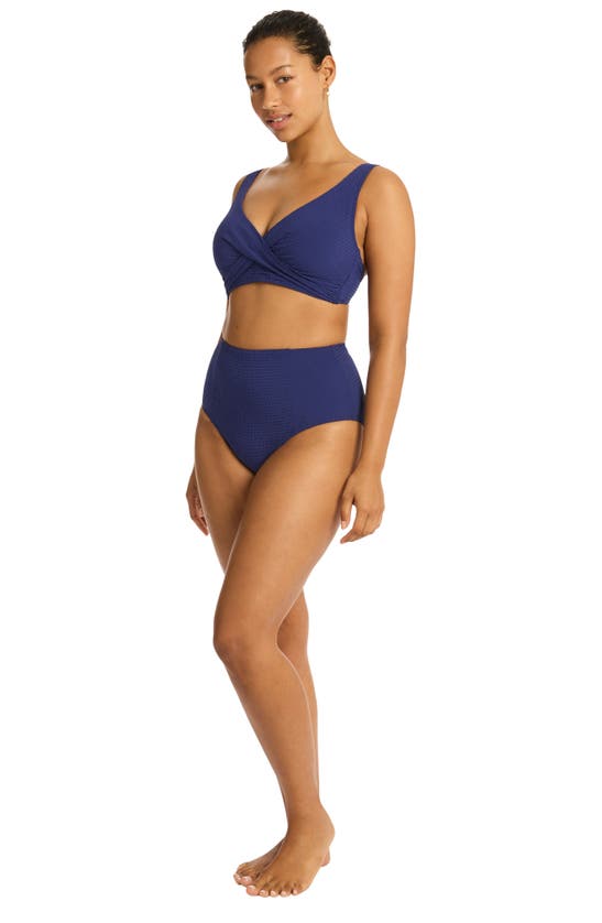 Sea Level High Waist Bikini Bottoms In French Navy