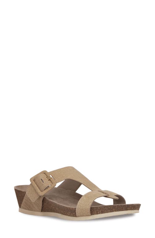 Munro Ronda T-Strap Wedge Slide Sandal Tan at Nordstrom,