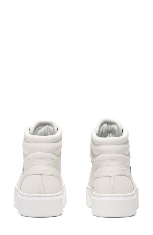 Timberland Laurel High Top Platform Sneaker In White Full Grain