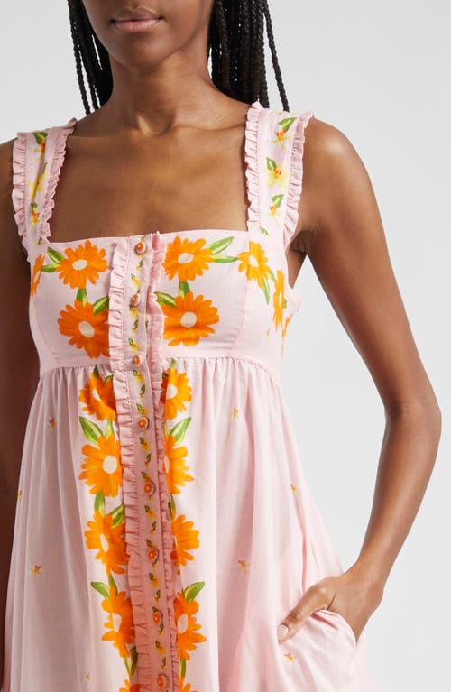 Shop Farm Rio Papaya Salad Tie Back Button Front Sundress In Pink