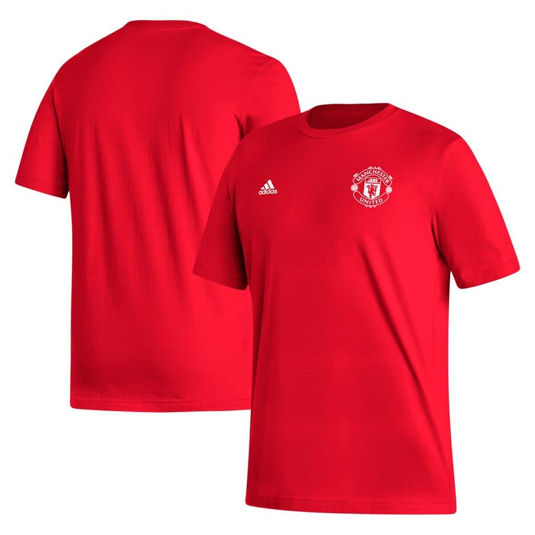 Shop Adidas Originals Adidas Red Manchester United Crest T-shirt