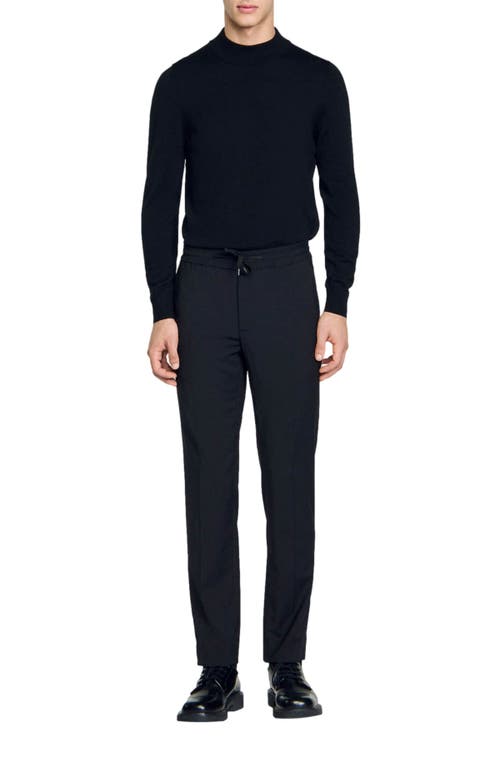 Shop Sandro Elasticated Straight-leg Trousers In Black