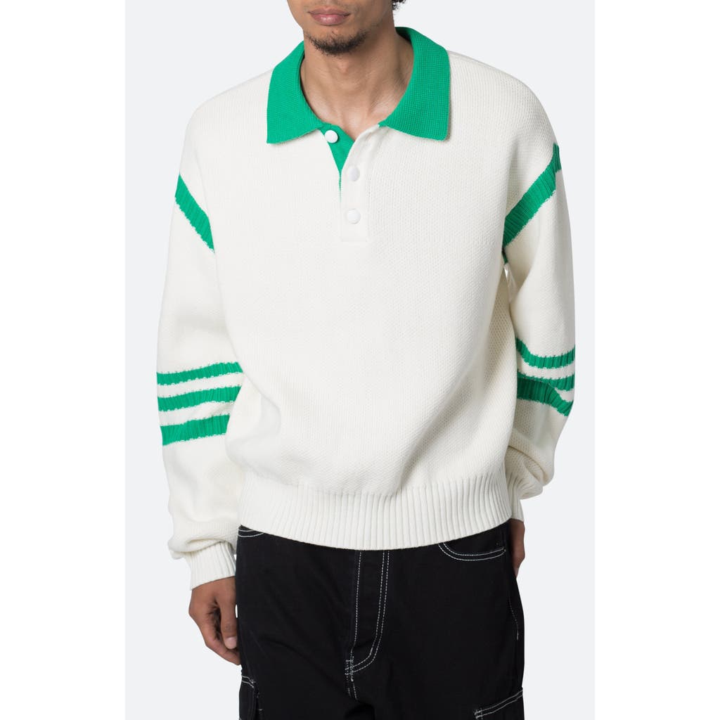 Mnml Polo Sweater In Green/white