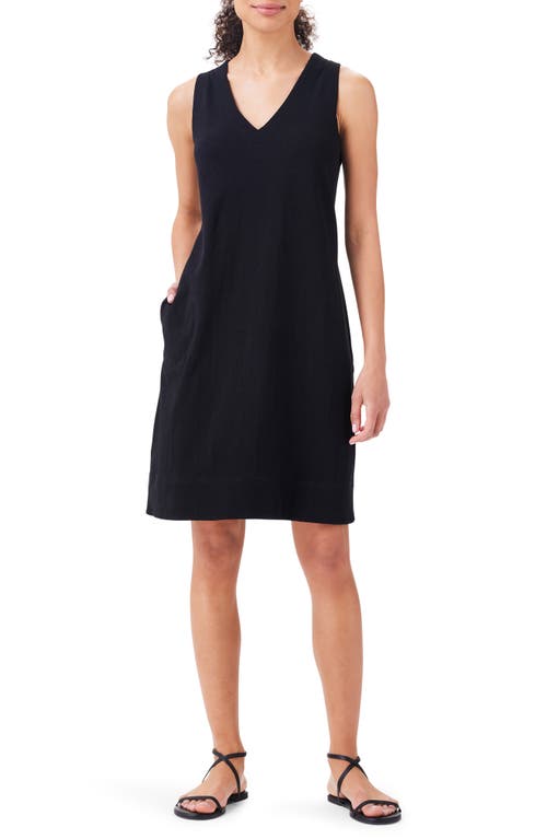 NZT by NIC+ZOE Sleeveless V-Neck Cotton A-Line Dress Black Onyx at Nordstrom,