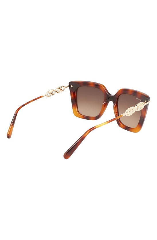 Ferragamo Gancini Chain Square Acetate & Metal Sunglasses In Classic Havana