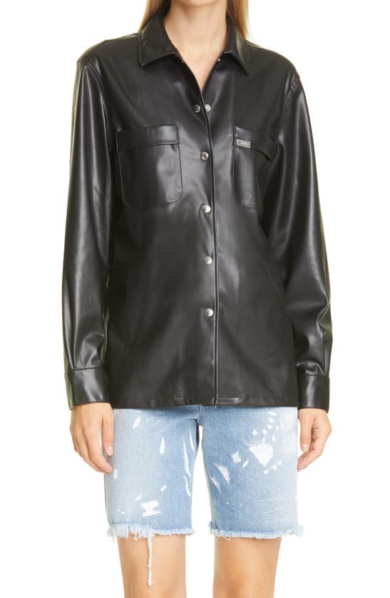 RTA BARRY FAUX LEATHER SHIRT