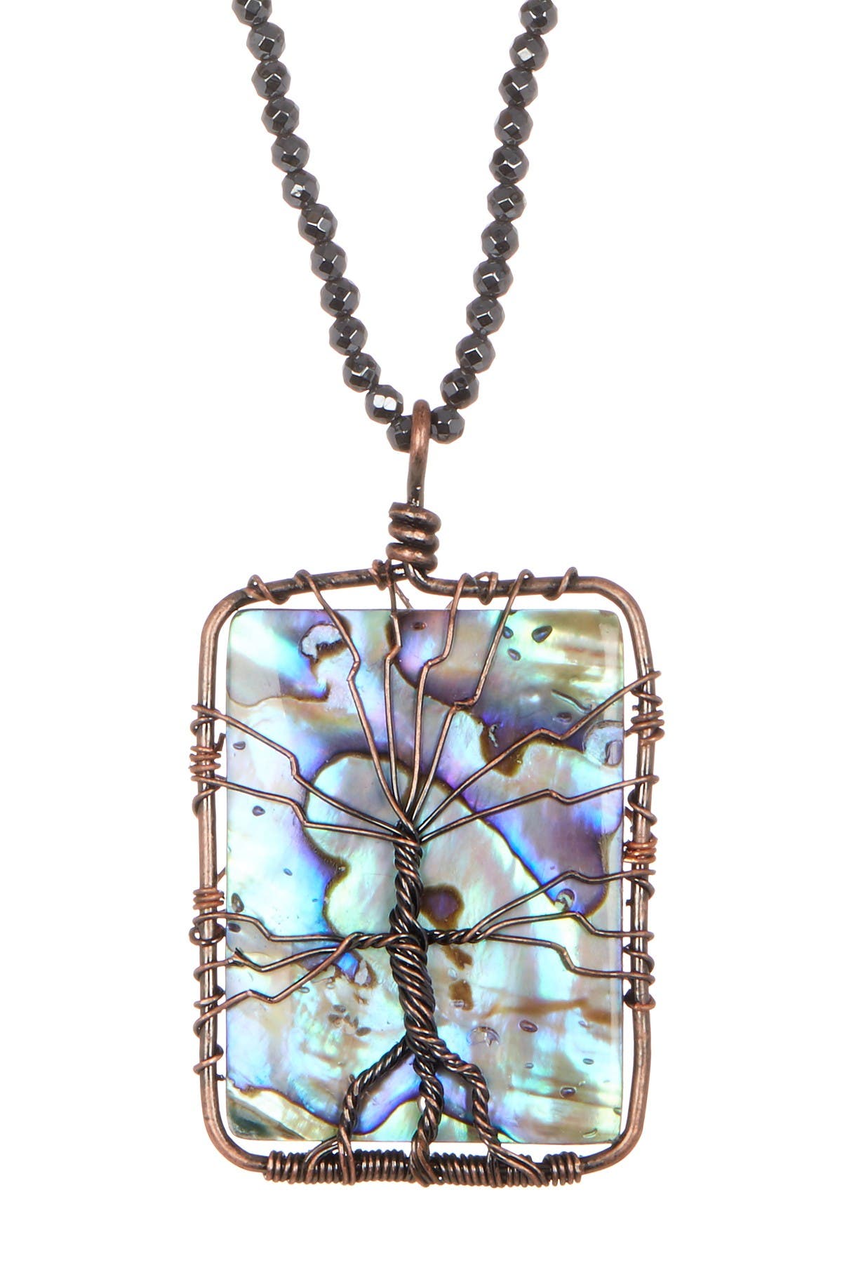 Eye Candy Los Angeles Wire Wrapped Tree Abalone Stone Pendant Necklace Nordstrom Rack