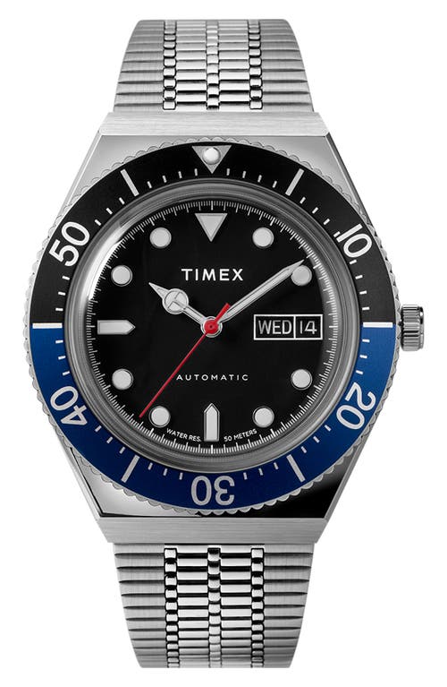 Timex ® M79 Automatic Bracelet Watch, 38mm In Silver/black/blue Multi