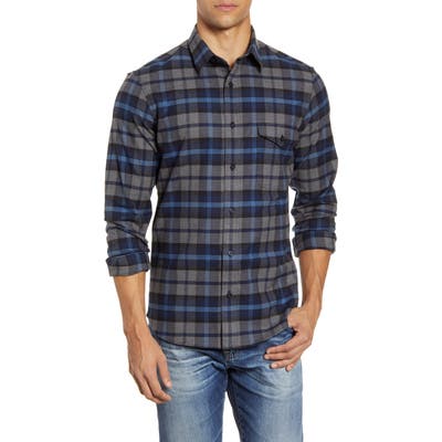 Nordstrom Shop Trim Fit Plaid Flannel Button-Up Shirt, Blue