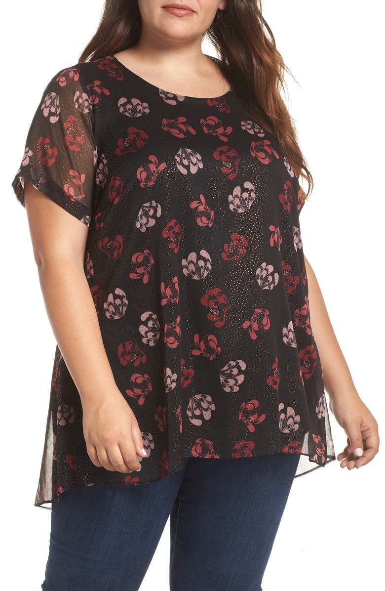 Vince Camuto Stamped Floral Tunic (Plus Size) | Nordstrom