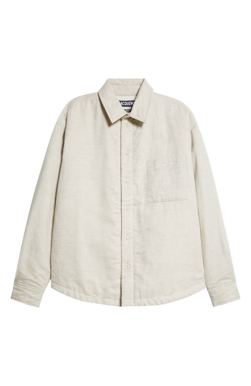 Jacquemus La Chemise Boulanger Padded Cotton & Linen Overshirt In Light Beige