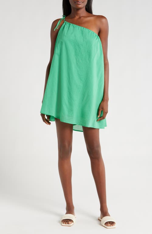 Seafolly One Shoulder Cotton Cover-up Dress In Green