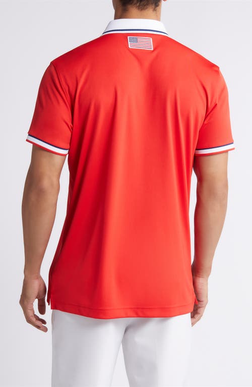 Shop J. Lindeberg Timeo Golf Polo In Flame Scarlet