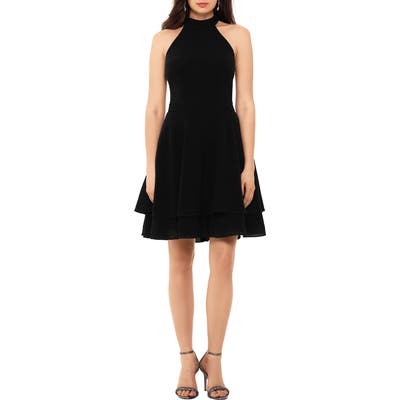 Xscape Glitter Knit Party Dress, Black