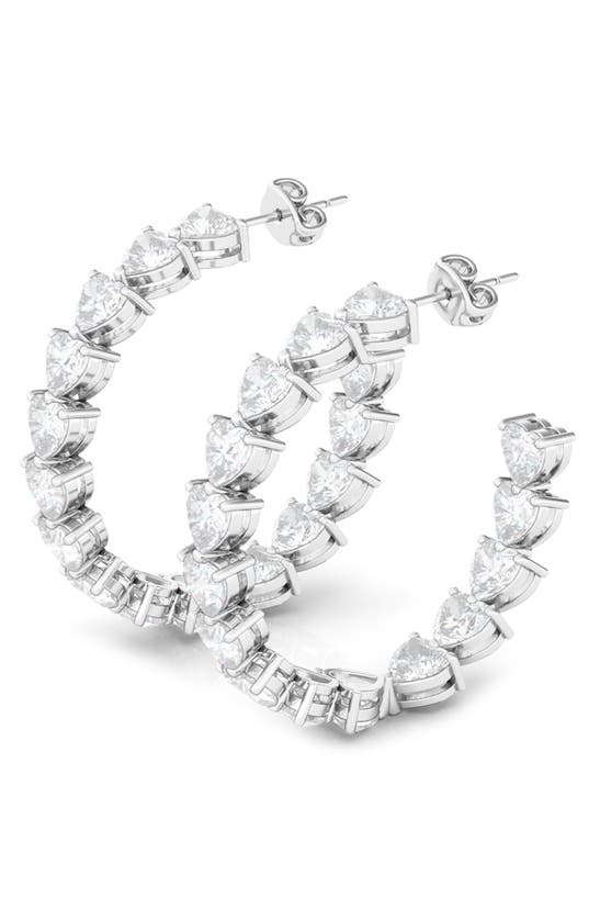 Shop Hautecarat Heart Lab Created Diamond Inside Out Hoop Earrings In 18k White Gold