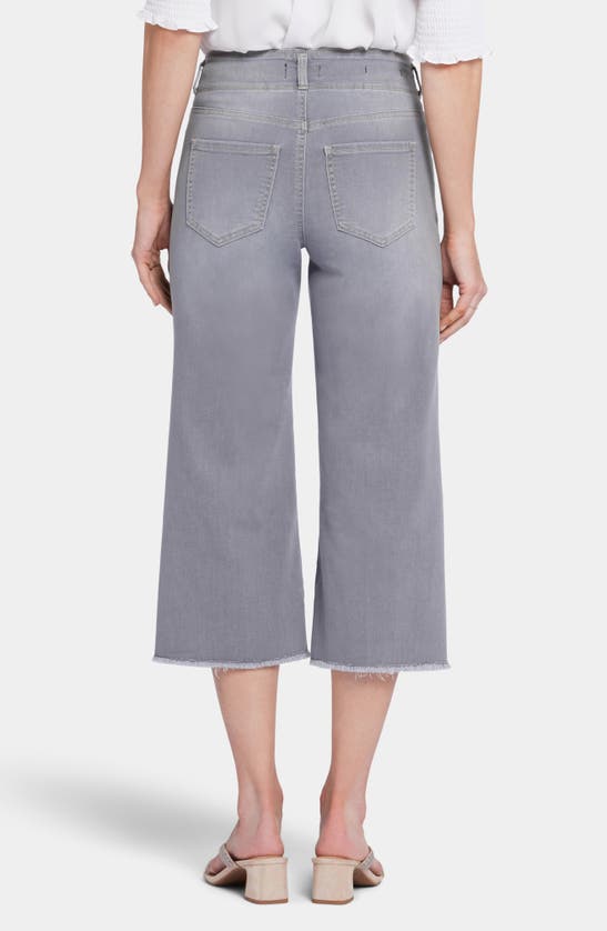 Shop Nydj Brigitte Frayed High Waist Wide Leg Capri Jeans In Rocksand
