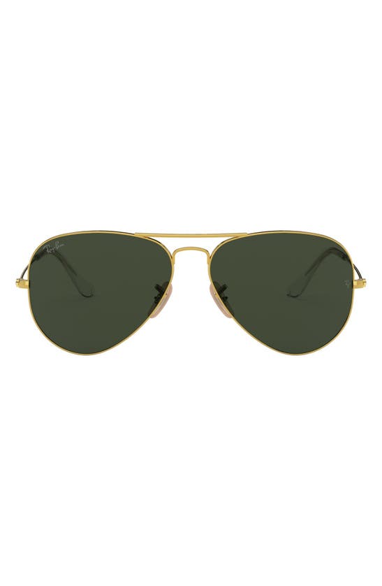 Ray Ban Standard Original 58mm Aviator Sunglasses In Gold/green Solid