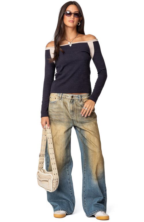 EDIKTED EDIKTED OFF THE SHOULDER COLORBLOCK THERMAL TOP 
