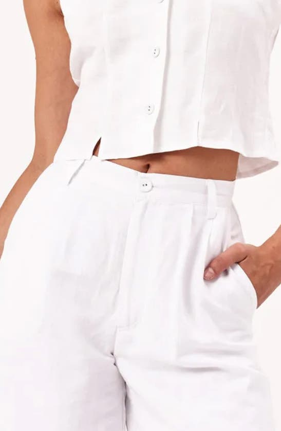 Rolla's Horizon High Waist Linen Blend Shorts In White