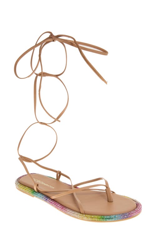 bcbg Tarin Ankle Tie Sandal Tan at Nordstrom,