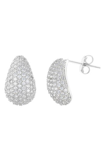 Adornia Sterling Silver Plated Teardrop Pave Earrings In Silver
