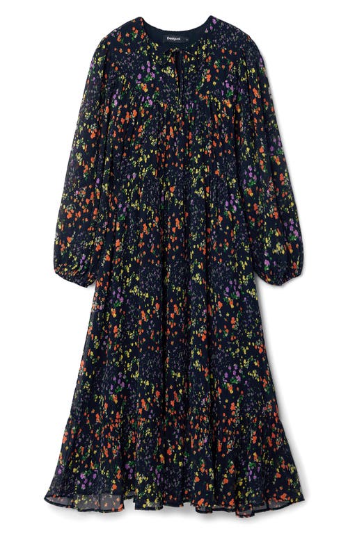 Desigual Floral Midi Dress In Black