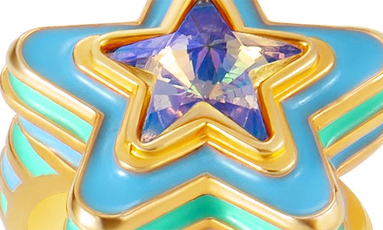 Shop July Child Star Trippin' Signet Ring In Gold/ Multi Cubic/ Blue/ Green