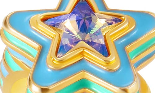 Shop July Child Star Trippin' Signet Ring In Gold/multi Cubic/blue