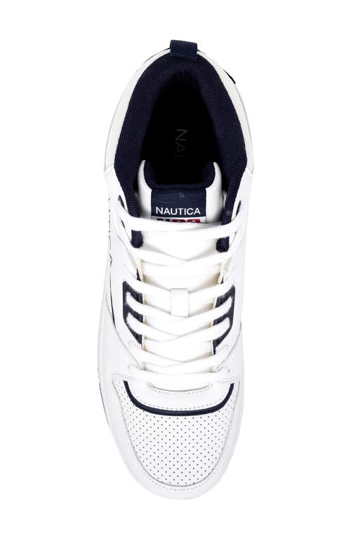 Nautica High Top Sneaker In White/navy 1